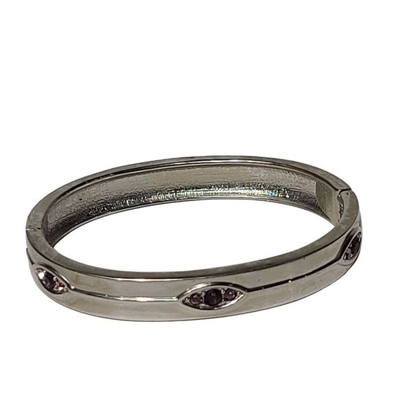 Silver amethyst gemstone women's Bangle bracelet - Picture 1 of 6